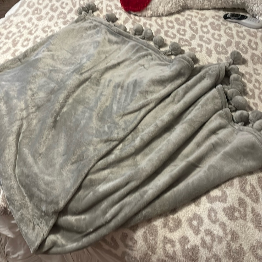 Xhilaration target Grey super soft Pom Pom throw blanket